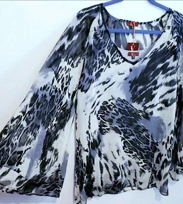 $9.99 • Buy NEW V By Eva Jeanbart-Lorenzotti S Small Womens Blouse Shirt Top 2pc Set Leopard