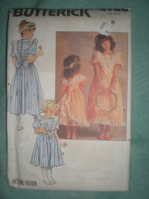 $5 • Buy New Vintage 1987 Butterick Sewing Pattern #4768 For Girl's Size 5 Dresses