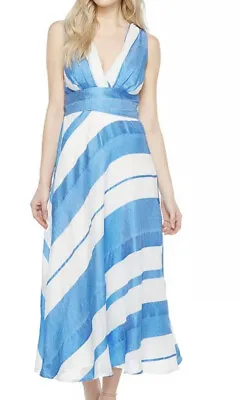 Eva By Eva Franco Blue/White Mykonos Stripe Venice Dress Women's Size 12 L14225 • $84.60