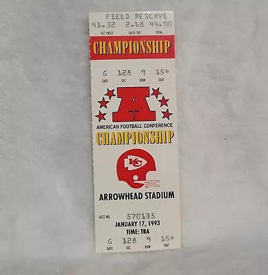 1993 AFC Championship Game Oilers Vs Kansas City Chiefs Ticket Stub Montana  • $24.99