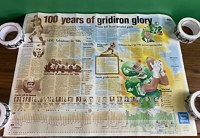 MICHIGAN STATE FOOTBALL 100 Years Of Gridiron Glory Poster MSU Spartans Vtg 90's • $20