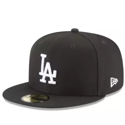 MLB Los Angeles Dodgers LA 59FIFTY 5950 Men's Fitted New Era Hat Cap Black White • $37.99