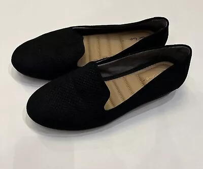 Me Too Women's Brea Flat Slip On Shoes 7.5 Black Textured Snake • $22