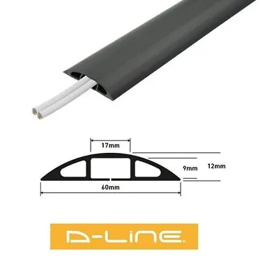 D-Line Floor Cable Cover Protector 60mm X 12mm Black Light Duty Office PVC Flexi • £16.99