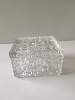 Vintage Cut Lead Crystal Square Trinket Box With Lid Beautiful & Unique • $65