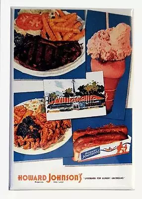 Vintage HOWARD JOHNSON'S  RESTAURANT MENU COVER 2  X 3  Fridge MAGNET Art FOOD • $8.25