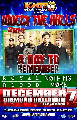 A DAY TO REMEMBER  2014 TOUR  OKLAHOMA CITY CONCERT POSTER - Metalcore Music • $18.18