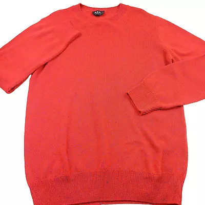 $285 A.P.C. Benoit Wool & Cotton Crewneck Sweater In Orange & Blue Mens Size XL • $103.12