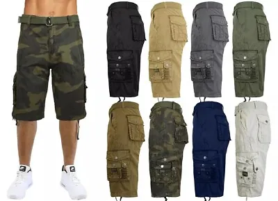 Men's Belted Classic-Fit Cargo Distressed Shorts Multi-Pocket (Size 30-48) *NEW* • $19.99