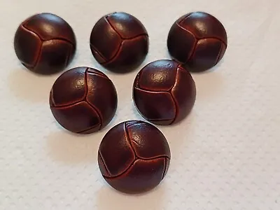 6 X 20mm Dark Chestnut Brown Leather Look Aran Shank Football Resin Buttons  • £2.49
