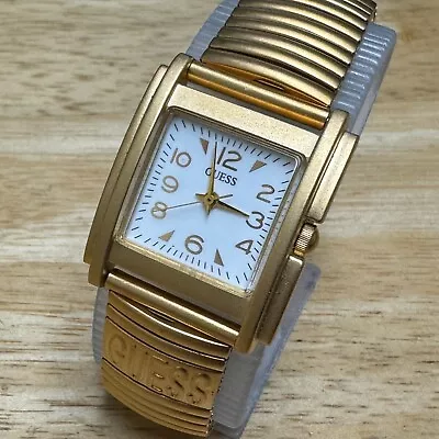 Vintage Guess Quartz Watch Women Gold Tone Square Stretch Band New Battery • $22.99