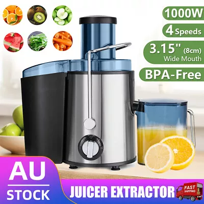 Electric Juicer 1000W 1.5L Fruit Vegetable Juice Extractor Stainless Steel AU • $25.95