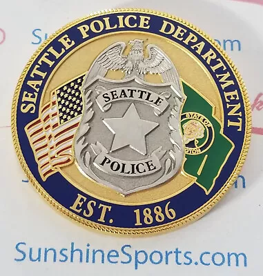 Seattle Police Department  Challenge Coin 1 3/4  New Package LAPD CHP FBI LA • $15.25