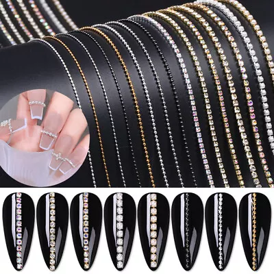 50cm Metal Nail Chain Gold Sliver Beads Rhinestones 3D Nail Decoration 0.8-1.2mm • $1.59