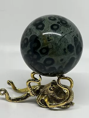 555g Natural Gemstone Sphere Malachite Stone Kambaba Jasper Sphere W/Stand • $92