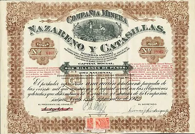 MEXICO NAZARENO Y CATASILLAS MINING COMPANY  Stock Certificate/bond • $24.99