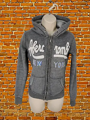 Womens Abercrombie & Fitch Size Small S Grey Zip Up Track Jacket Hoodie Sweater • £14.99