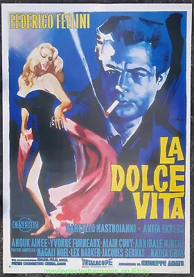 LA DOLCE VITA MOVIE POSTER Repro  26x38 In FEDERICO FELLINI Giorgio Olivetti Art • $35