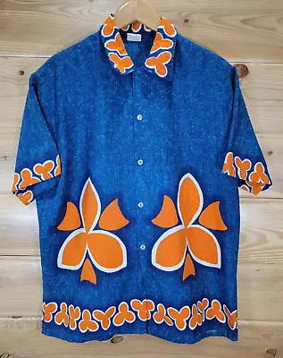 $119.99 • Buy Vintage JC Penny Towncraft Men's Hawaiian Shirt Size Large Blue Orange 70s