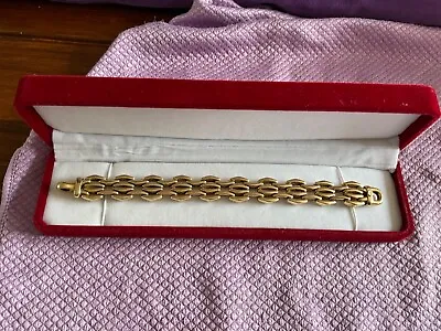 Stunning 9ct Yellow Gold Heavy Fancy Gate Link Bracelet 28.81 Grams • £1200