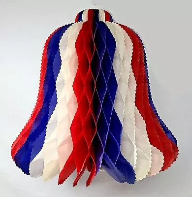 Large Vintage 19  Red White Blue Patriotic Honeycomb Bell 4th Of July Decoration • $14.99