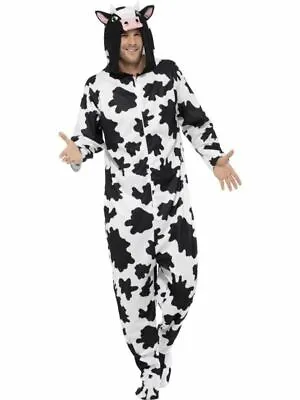 Mens Cow Costume Farm Animal Fancy Dress Stag Do Halloween Plush Cute Party • £22.31