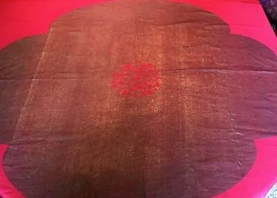 Unusual Vintage Red Silk Shawl Wrap 39 X 90 Inches Chinese Metallic • $20