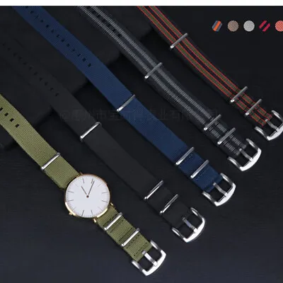 Canvas Watch Strap High Quality Military Style Nylon Woven Band 18/20/22/24mm • £12.88