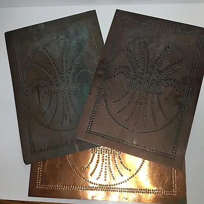 Primitive Country Punched  Copper Pie Safe Cabinet Panel Wheat Set Of 3 • $40.16