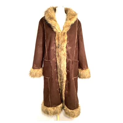 £16 • Buy Vintage Afghan Penny Lane Coat Brown The Great Coat Company Embroidered UK 14