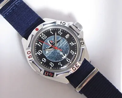 VOSTOK KOMANDIRSKIE Submarine U-Boat MILITARY Officer Soviet Russian Wristwatch • $52