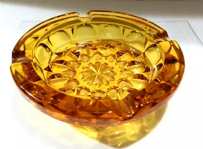 Vintage Amber Glass Ashtray Anchor Hocking Fairfield Starburst Design • $21.25