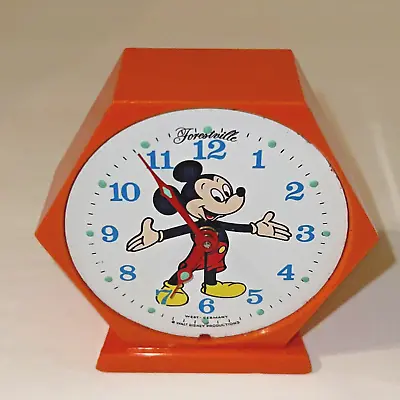 Forestville Orange Hexagon Mickey Mouse Wind-Up Mini Alarm Clock West Germany • $26.98