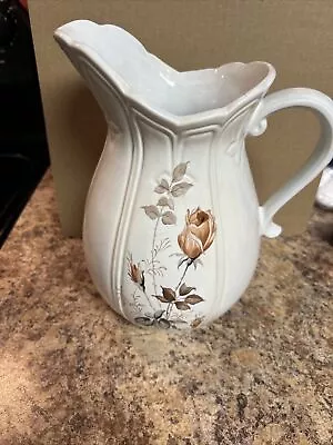 Vintage McCoy Pottery Pitcher Floral Pattern #7529 Rose With Thorns Beautiful • $20