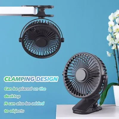 3 Speeds USB Rechargeable Mini Cooling Fan Clip On Desk Baby Stroller Portable • $7.99