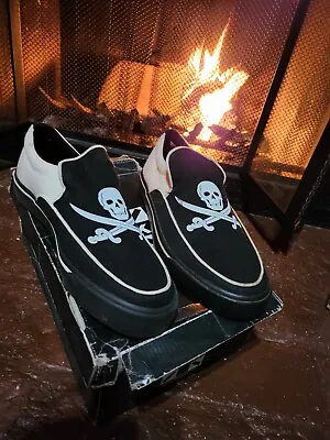 NOS W/Box~Vintage T.U.K ~Skull Pirate Slip Ons~Shoe Size 9~Tattoo~Punk~Skate!!! • $100