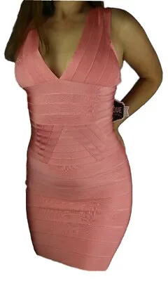£18.99 • Buy New Ladies Celeb Boutique Peach Pink Bodycon Dress Womans Multiple Sizes 