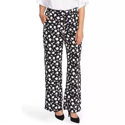 Vince Camuto Floral Wide Leg Pants Black White Size 4 NWT • $25