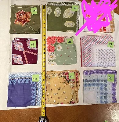 Mrs Maisel Era Fine Cotton  Colorful Hankies Lot Of  8 Hanky  Handkerchiefs • $22