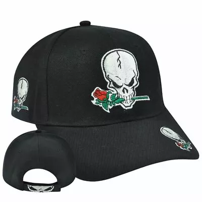 £18.76 • Buy Skull Roses Darkness Death Adjustable Acrylic Stoned To The Bone Hat Cap