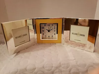 Williams Sonoma Home Double Face Frame  With Yellow  Enamel Clock 2.5 X 2.5   • $59.99