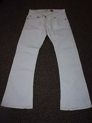 Vtg Levis Y2K 504 Slouch White Denim Jeans Boot Cut Flare Leg Low Rise 11 EUC • £28.50