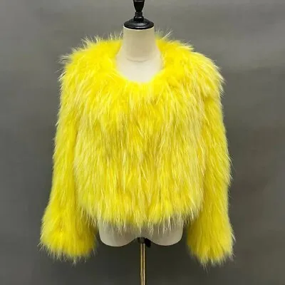 Lady Knitted Real Fur Coat Winter Raccoon Fur Jacket Luxury Warm Short Overcoat • $185.98