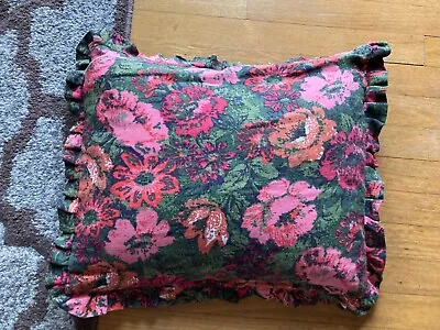 Vintage Handmade Feather Down Boho Retro Floral Flower Ruffle Pillow 19 X 16 • $63.96