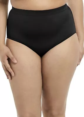 Elomi Essentials Bikini Brief Black High Waist Full Coverage Swim (7600) - UK 16 • $17.39