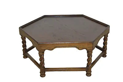 Ethan Allen Royal Charter Oak Coffee Table Hexagonal Cocktail Table #16-8011 • $595