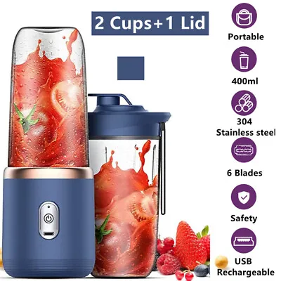 2 Cups 400ML Electric Juicer Cup Juice Maker Blender Bottle Mini USB Fruit Mixer • £10.87