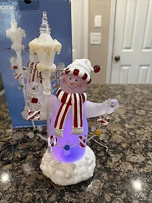VTG JCPenney Home Collection Acrylic Lighted Lamp Post Snowman Christmas Retired • $49.99