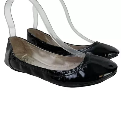 Vince Camuto Ellen Black Patent Leather Slip On Round Toe Ballet Flats Shoes 5.5 • $20.69