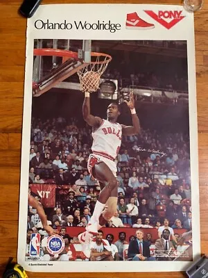 Vintage 1980s Chicago Bulls Orlando Woolridge Pony Sneakers Official NBA Poster • $29.99